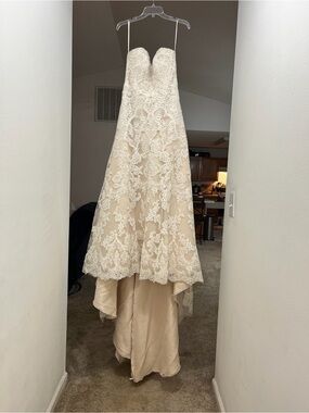Allure Bridals Ivory Lace Strapless A-Line Wedding Dress